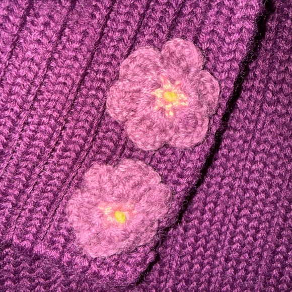 Vintage April Cornell Sweater With Crochet Floral Details Wool Blend Medium - Picture 4 of 12